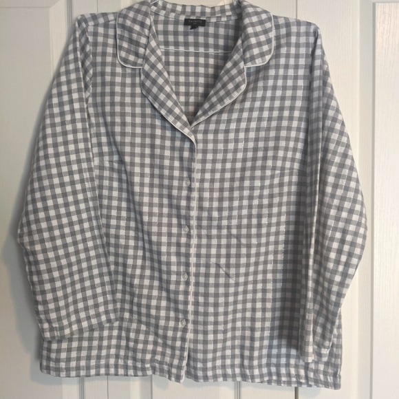 Talbots Silver Plaid PJ Top 1X - Picture 1 of 9